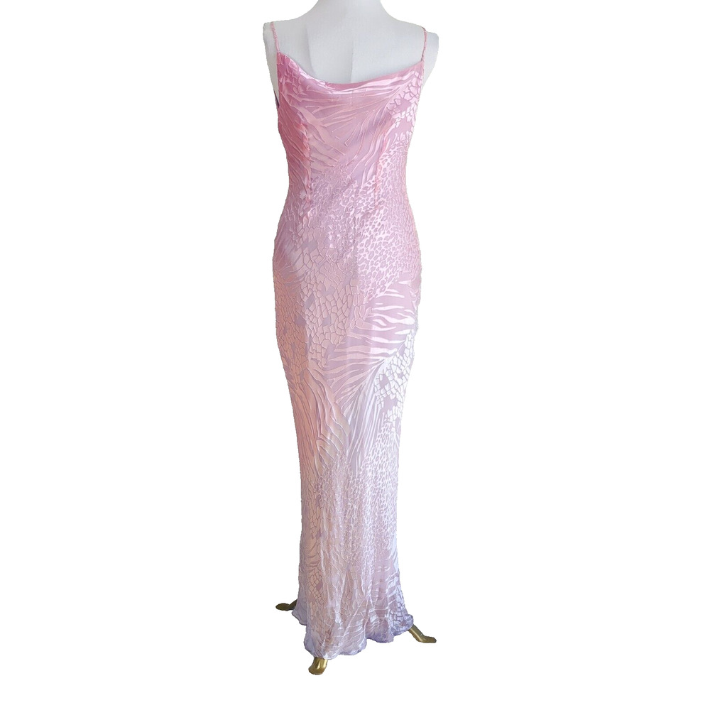 Elegant light pink lavender purple ombre silk maxi gown - Picture 6 of 16